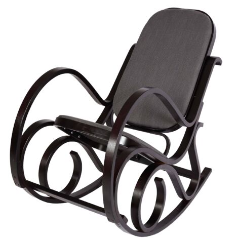 Mecedora M41, mecedora Sillón TV, madera maciza, aspecto nogal, tela/textil gris antracita