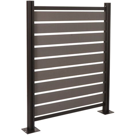Valla de aluminio para papeleras HHG-946, elemento básico revestimiento de papeleras, aspecto madera extensible 130x110x6cm, gris