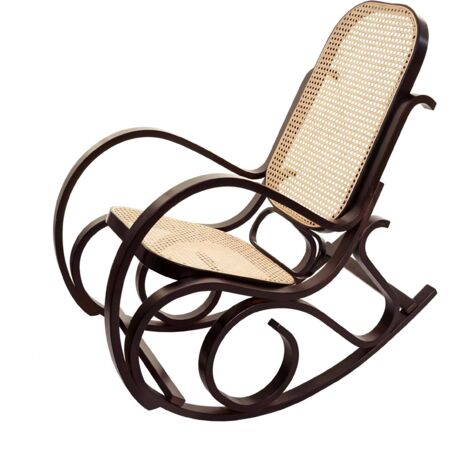 Silla mecedora M41, sillón giratorio para televisión, madera maciza de ratán, certificado MVG, aspecto nogal