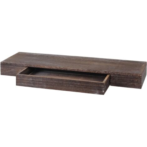 Estantería de pared HHG-922, estantería de pared Estantería colgante, cajón madera maciza 8x80x25cm, marrón, shabby (1/5)