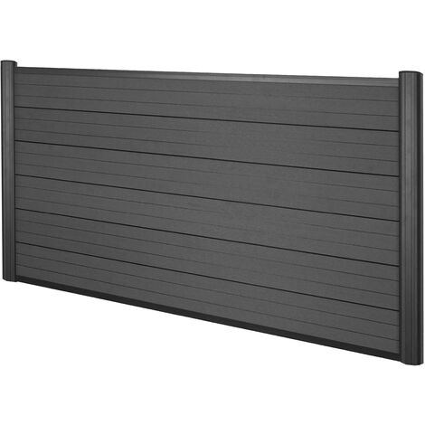 WPC pantalla de privacidad Sarthe, valla cortavientos, postes de aluminio, elemento de base baja, 1.90m antracita