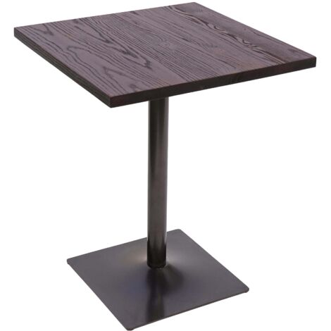 Mesa bistro HHG-482, mesa de bar mesa de mostrador, gastronomía industrial madera de olmo certificada MVG 76x60x60cm, marrón oscuro (1/5)