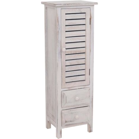 Cómoda, 90x30x25cm, aspecto shabby, vintage, blanco (1/5)