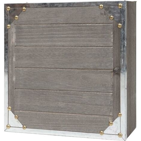 Caja llaves Virginia, caja madera armario llaves, aspecto shabby vintage  27x27x6cm gris-marrón