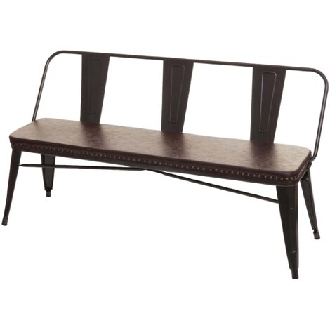 Banco 3 plazas HHG-491, banco armario banco comedor, polipiel Chesterfield Gastronomía Industrial, negro-marrón