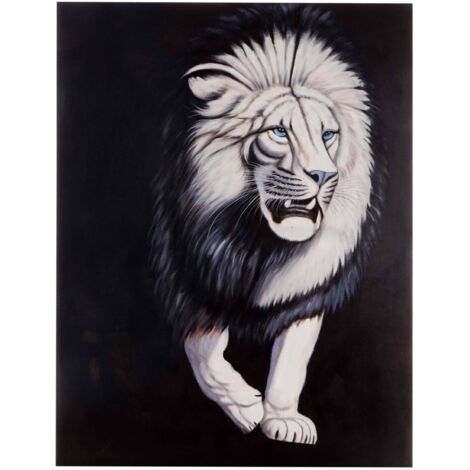 [NUNCA USADO] Pintura al Óleo León Blanco, 100% pintado a mano Pintura mural XL, 120x90cm (1/5)