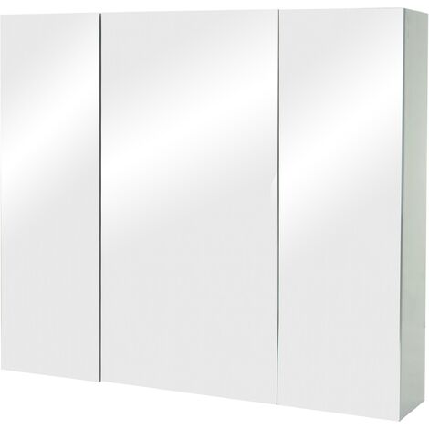 [NUNCA USADO] Armario con espejo HHG-806b, armario de pared para cuarto de baño, 6 estantes alto brillo certificado MVG 70x80x16cm, gris