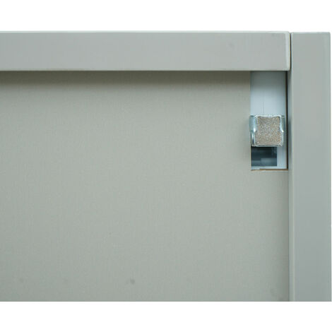 [NUNCA USADO] Armario con espejo HHG-806b, armario de pared para cuarto de baño, 6 estantes alto brillo certificado MVG 70x80x16cm, gris