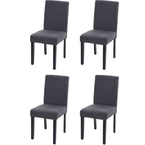 [NUNCA USADO] Juego de 4 sillas de comedor Silla de cocina Littau, textil, gris antracita, patas oscuras (1/5)