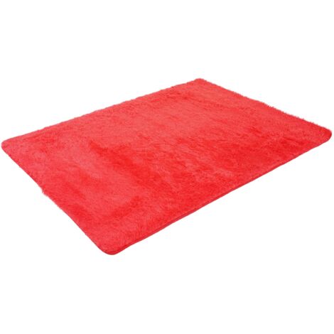 [NUNCA USADO] Alfombra HHG-274, alfombrilla shaggy pelo alto pelo largo, tejido/textil mullido suave 200x140cm, rojo (1/5)