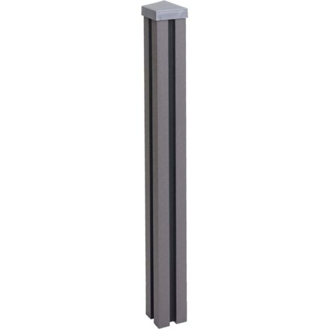 Poste WPC Sarthe Valla WPC, poste de columna, sistema enchufable, 98cm, gris