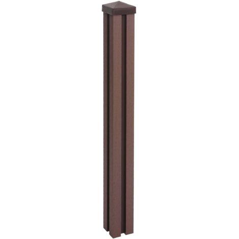 Poste WPC Sarthe Valla WPC, poste columna, sistema enchufable, 98cm, marrón