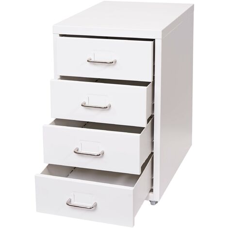 [NUNCA USADO] Roll container Boston T851, armario con cajones armario de acero para oficina, 48x28x41cm 4 cajones, blanco