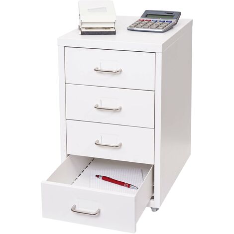 [NUNCA USADO] Roll container Boston T851, armario con cajones armario de acero para oficina, 48x28x41cm 4 cajones, blanco