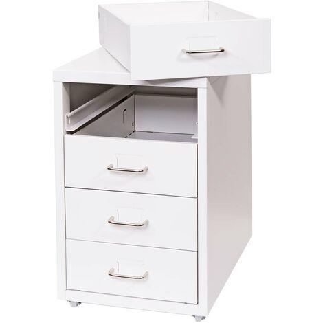 [NUNCA USADO] Roll container Boston T851, armario con cajones armario de acero para oficina, 48x28x41cm 4 cajones, blanco
