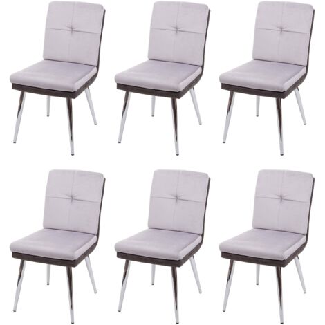 Lote de 6 sillas de comedor HHG-556, silla de cocina silla tapizada sillón, imitación de cuero terciopelo MVG-certificado, gris (1/5)