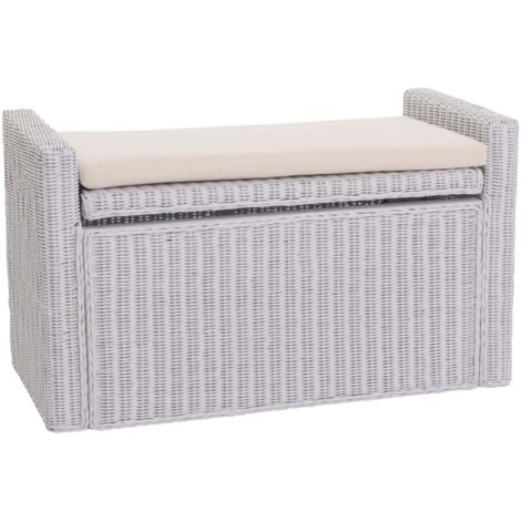 [NUNCA USADO] Cómoda M92, banco con espacio de almacenamiento, banco para vestidor, cojín de ratán Kubu de 88 cm, blanco