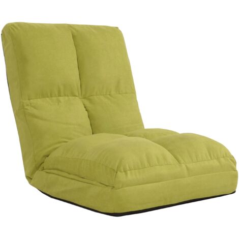 Sillón de suelo HHG-914, sillón cama sillón plegable sillón funcional, función cama plegable estructura de acero terciopelo, verde (1/5)