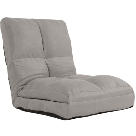 [NUNCA USADO] Sillón de suelo HHG-914, sillón cama sillón plegable sillón funcional, función cama estructura de acero plegable terciopelo, gris claro (1/5)