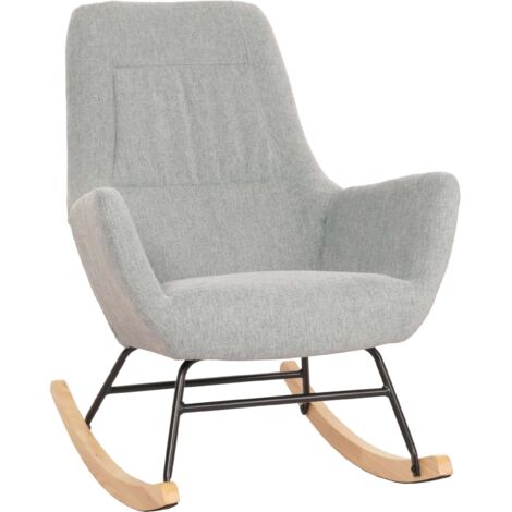 [NUNCA USADO] Mecedora HHG-704, mecedora sillón reclinable sillón TV, madera maciza metal tela/textil 320g/m², gris-verde (1/5)