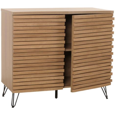 Cómoda HHG-437, aparador aparador alto, diseño 3D compartimentos de almacenamiento, MDF metal 85x95x45cm, naturaleza (1/5)