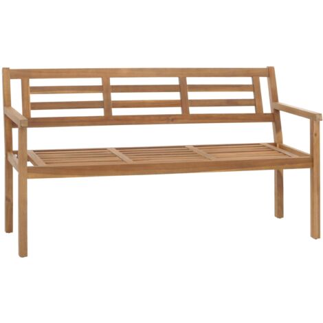 Banco de jardín HHG-986, banco asiento de parque banco de madera, madera maciza de acacia certificado MVG, sin cojines