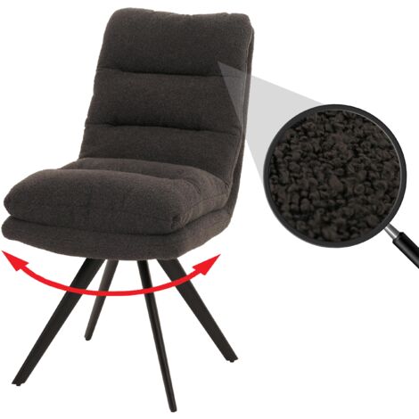 [NUNCA USADO] Silla de comedor HHG-481, silla de cocina silla, giratoria auto posición tela/textil bouclé MVG, gris oscuro