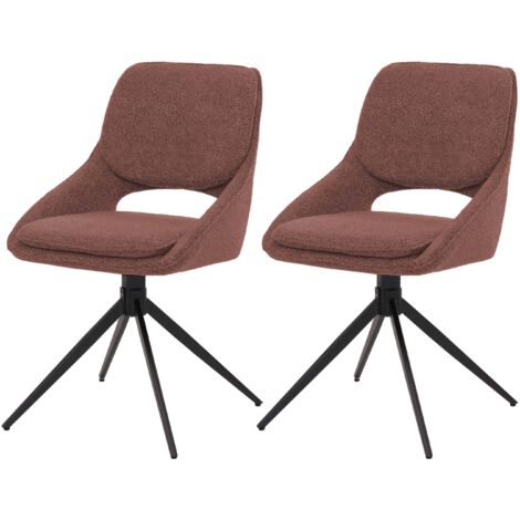 [NUNCA USADO] Juego de 2 sillas de comedor HHG-612, silla de cocina, giratoria con retorno automático, tejido bouclé (540 g/m²) con certificación Oeko-Tex, marrón (1/5)