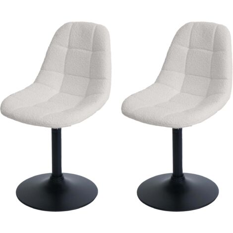 [NUNCA USADO] Lote de 2 sillas de comedor HHG-842, silla de cocina silla giratoria, acero MVG tela/textil bouclé (450g/m²), crema (1/5)