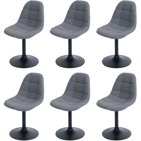 [NUNCA USADO] Juego de 6 silla de comedor HHG-842, silla de cocina silla giratoria, acero MVG tela/textil bouclé (450g/m²), gris oscuro (1/5)