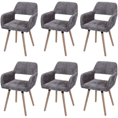 [NUNCA USADO] Lote de 6 silla de comedor HHG-867 II, silla de cocina silla tapizada, madera tela/textil chenilla (465g/m²) MVG, marrón (1/5)