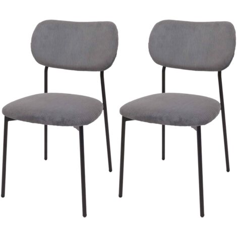 Juego de 2 sillas de comedor HHG-064, silla de cocina silla tapizada, cuerda (330g/m²) tela/textil metal, gris oscuro (1/5)