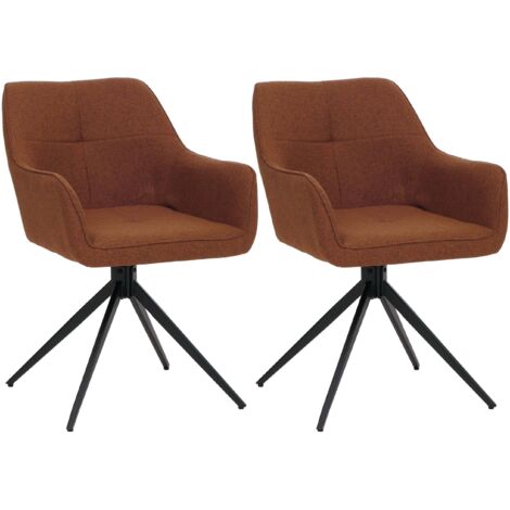 [NUNCA USADO] Lote de 2 sillas de comedor HHG-983, apoyabrazos de silla de cocina, giratoria con retorno automático, tela/textil (270g/m²), terracota (1/5)
