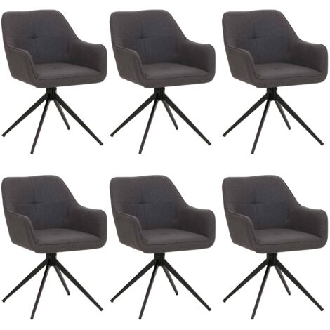 [NUNCA USADO] Juego de 6 silla de comedor HHG-983, apoyabrazos de silla de cocina, giratoria con retorno automático, tela/textil (270 g/m²), gris (1/5)