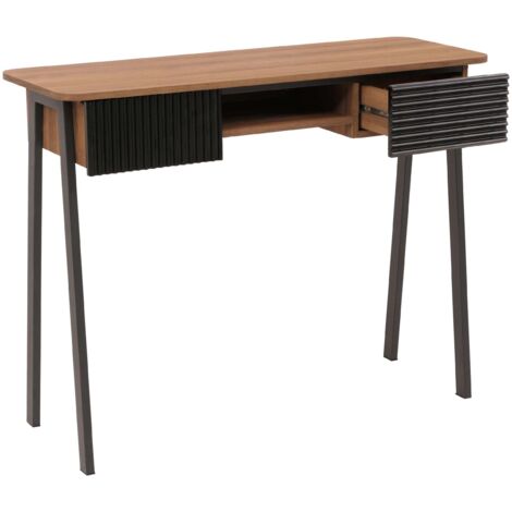 Mesa consola HHG-111, mesa para teléfono, mesa auxiliar para recibidor, cajón de almacenamiento MDF melamina metal 88 x 110 x 40 cm, natural