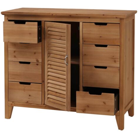 Cómoda de farmacia HHG-291, armario con compartimentos y cajones, aspecto vintage desgastado tipo contraventana 80 x 91 x 40 cm, Cuerpo natural (1/5)