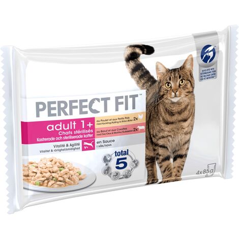 Perfect Fit Chat Sterilise Adult 1 Poulet Boeuf 4 X 85 G