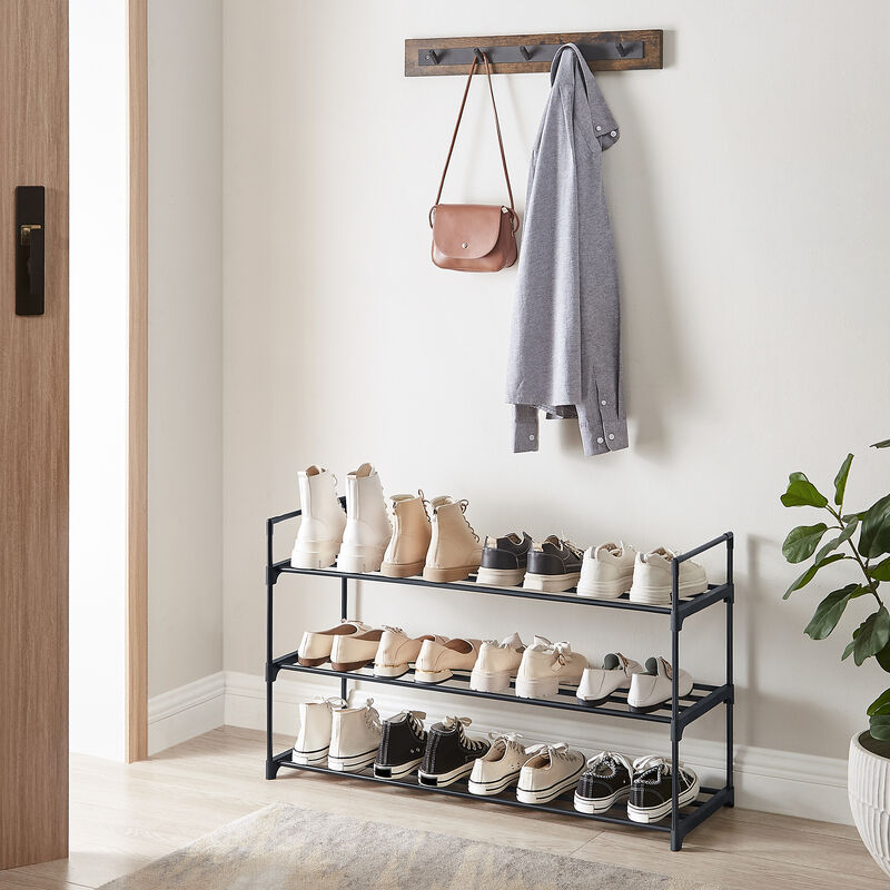 Étagère à Chaussures à 3 Niveaux, Organisateur De Chaussures Empilable 9 A 12 Paires De Chaussures Etagere A Chaussures En Metal Pour Couloir Salo 93619343