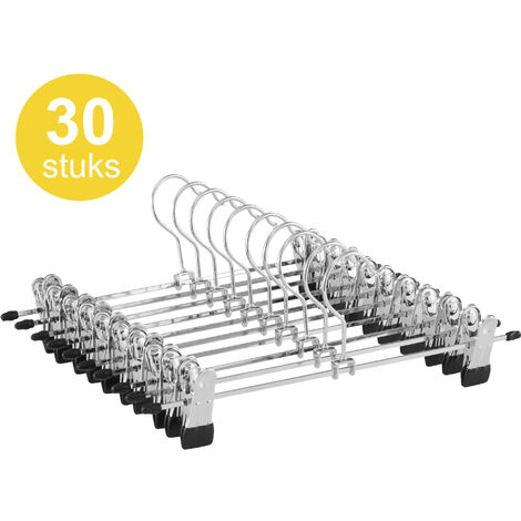Cintres antidérapants avec pinces pour hommes et femmes - 30 cintres pour vêtements avec pinces - Porte-pantalons et jupes - 31cm (1/5)