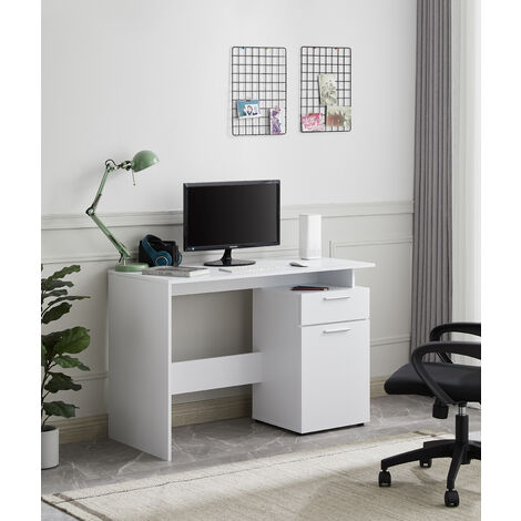Bureau - avec porte et tiroir - 110x75x53 cm - blanc