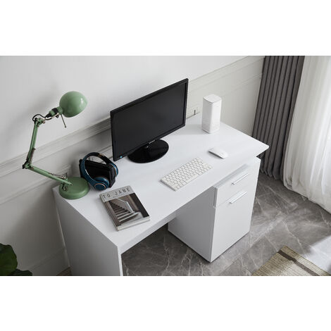 Bureau - avec porte et tiroir - 110x75x53 cm - blanc