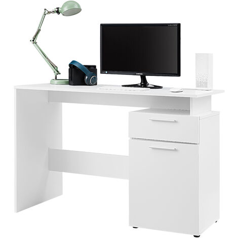 Bureau - avec porte et tiroir - 110x75x53 cm - blanc
