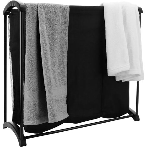 ACAZA Panier à linge - Trieur de linge à 3 compartiments - Sacs à linge - Noir (1/5)