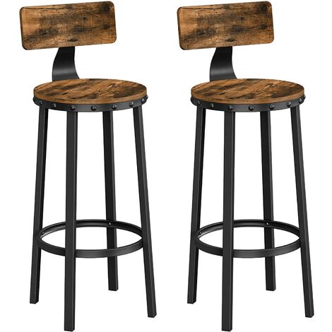 Set de 2 tabourets de bar - design industriel - brun vintage (1/5)