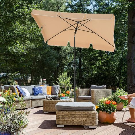 Parasol Rectangulaire Sekey 3m Pour Terrasse Et Jardin - Inclinable, Coupe-vent, Protection UPF 50+ - Mât Aluminium Effet Bois