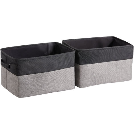 4 Boîtes De Rangement Pliables En Tissu - 33x23x14cm - Gris/Blanc - Pour Placard Ou Bureau