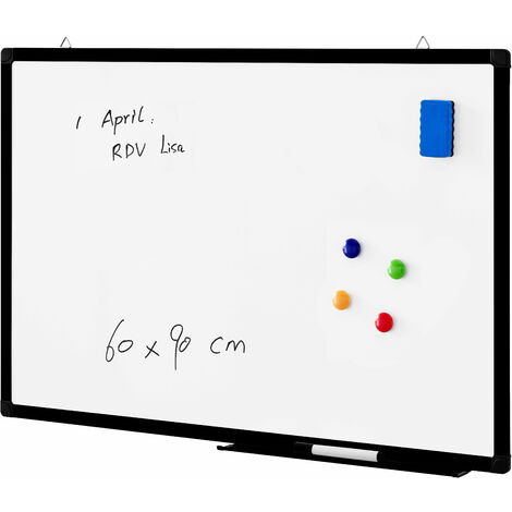Tableau Réunion Tableau Blanc Magnétique Bi-Office - 90x60 Cm, Cadre Aluminium, Porte-Marqueur Coulissant Tableau Bi-Office