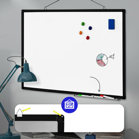 Tableau Blanc Magnétique 60x45 Cm BoardsPlus – Cadre Aluminium, Porte-Marqueurs, Fixation Murale Incluse