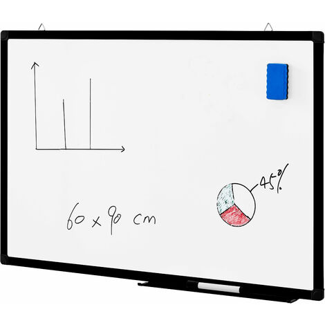 Tableau Blanc Magnétique ACAZA 70x100 Cm - Cadre Aluminium Avec Marqueur Et Accessoires