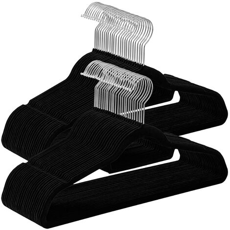 Cintres antidérapants - pliables - crochet rotatif - 100 pièces - noir (1/5)